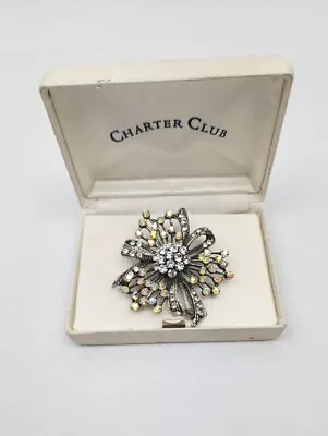 Vintage Charter Club Bow Floral Design With Rhinestones Brooch/pin • $24.95