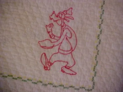 Vintage HAND MADE BABY QUILT DISNEY MICKEY MOUSE DISNEY AS IS FOR CRAFTS • $19.99