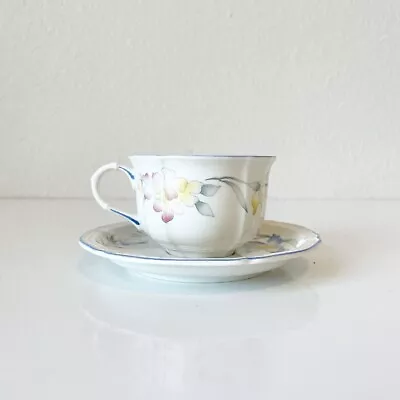 Villeroy & Boch RIVIERA Flat Coffee Cup & Saucer Vintage Dishes Floral Tea Cup • $10