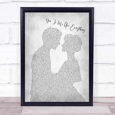 You To Me Are Everything Man Lady Bride Groom Grey Song Lyric Print • £34.95