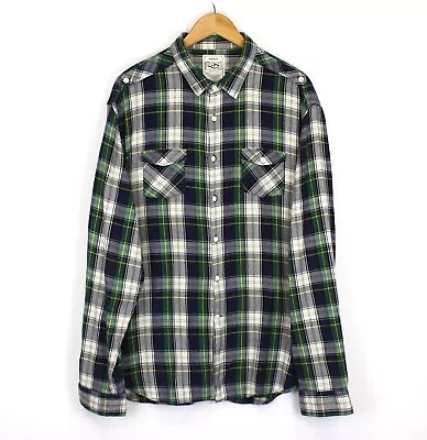 GANT RUGGER Men's Flannel Shirt Size 2XL (XXL) Long Sleeve Check Green Ma6908 • £29.95