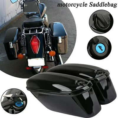 Motorcycle Hard Saddle Bags Trunk W/Lid & Latch Key For Harley Touring Road King • $120.57