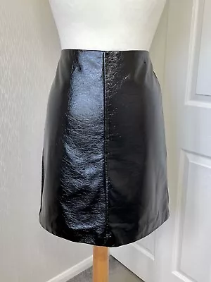 M&S Collection Black Faux Leather Aline Skirt Size 10 BNWOT - A1953 • £15