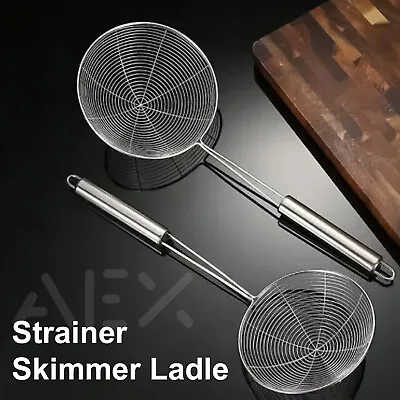 Ladle Spider Skimmer Kitchen Utensil Stainless Steel Mesh Strainer Fry Spoon Set • £7.99