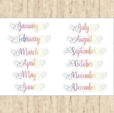 Month Of The Year Planner Stickers For Bullet Journal Diary - Fits Erin Condron • £2.50