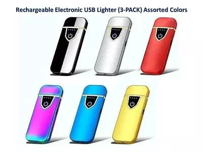 Rechargeable USB Lighter Windproof Plasma Touch Ignition 3-PACK Assorted Colors • $20