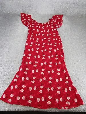 Karl Lagerfeld Shift Dress Womens 4 Red Floral Sleeveless Ruffle • $29.99