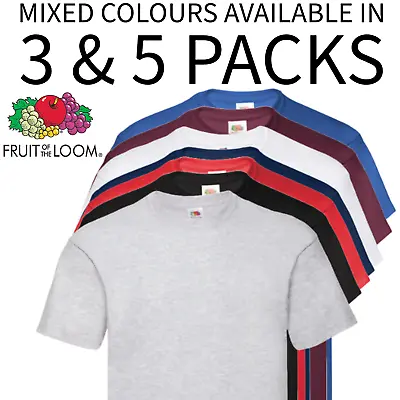 Mens Fruit Of The Loom T Shirts 5  3 Pack Unisex Plain Cotton Bulk T-Shirt Mixed • £13.49