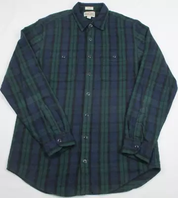 J Crew Men's MT Double Brushed Midweight Flannel Shirt Blue-Green Plaid Classic • $22.99