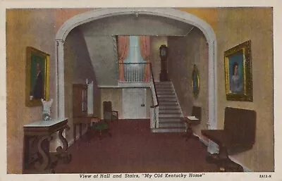 My Old Kentucky Home Bardstown KY Hall And Stairs Vintage Linen Post Card  • $10.35