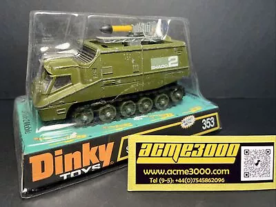 1971-74 Dinky Toys 353 SHADO 2 MOBILE - Green Wheel Version REPRO BOX + STICKERS • $98.65