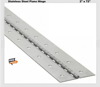 Piano Hinge Stainless Steel 2  X 6 Ft  Full Surface Continuous Non-removable Pin • $75.97
