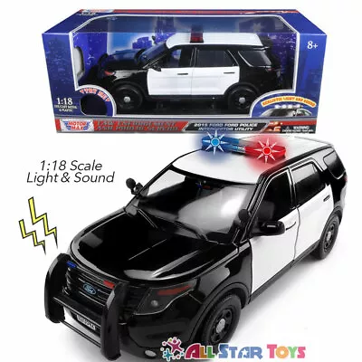 Motormax 1:18 2015 Ford Explorer Police Interceptor LIGHT & SOUND 73996 Blank BW • $45.95