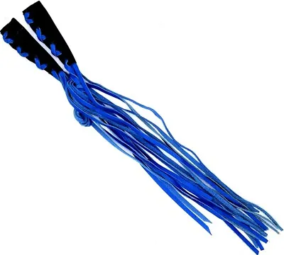 USA Made Leather Two-Tone Black W/Blue Fringe Lever Covers For Motorcycles 18  • $31.99