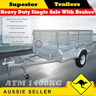 7x5 Heavy Duty Single Axle Box Trailers W/ Brakes Include 600 Mm Cage BOXTRAILER • $2399