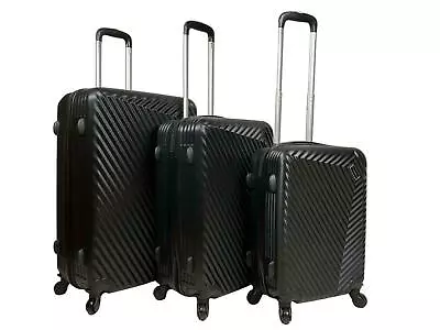 ABS 4 Wheel Luggage Set Travel Trolley Holiday Bag Set Of 3 Lightweight Suitcase • £62.50