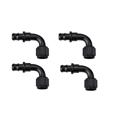 4PCS -8 AN 90 Degree Push On Lock Hose Barb Fitting Oil/Fuel/Gas Line Adapter • $14.99