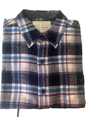 Mens Weatherproof ￼ Flannel Shirt ￼Ensign Blue Plaid  Long Sleeve Button Medium • $24.99