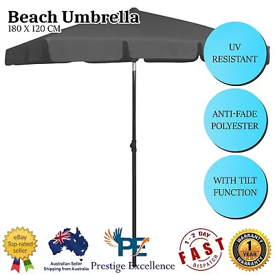 Beach Umbrella Outdoor Garden Parasol Anti UV Tilting Canopy Shade Polyester NEW • $76.90