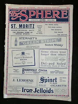 THE SPHERE (November 8th 1924) UK & US Elections Inter War Vintage Magazine • £14.99