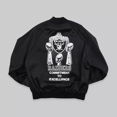 Vintage Oakland Raiders Satin Bomber Jacket In Black Medium • £44
