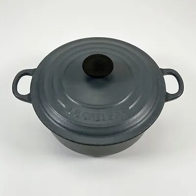 Le Creuset GREY Enamelled Cast Iron Casserole Pot & Lid SIZE 20 - GOOD CONDITION • £79.99