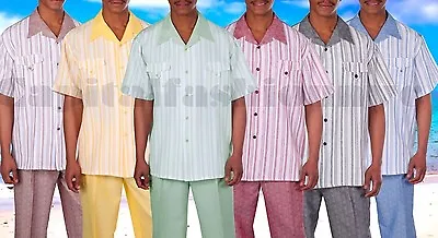 Men's Summer 2-pc Leisure Suit (short Sleeve Shirt&pants) Casual Walking Suit • $47.99
