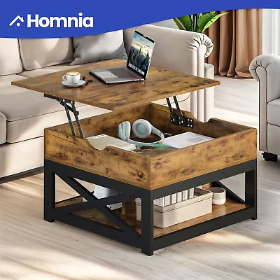 Square Lift Top Coffee Table Rustic Wood W/ Hidden Storage Living Room Farmhouse • $115.99