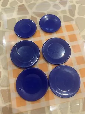 SYLVANIAN FAMILIES GYPSY CARAVAN Spares   Navy Royal Blue Dinner Set Plates • £4.99