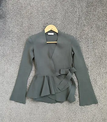 $250 • Buy Scanlan Theodore Crepe Knit Wrap Jacket In Green Size XS
