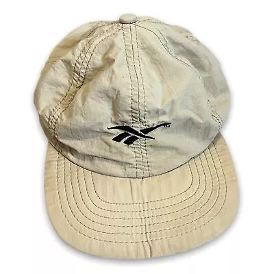 Vintage Reebok Strapback Hat - Made In USA - Tan Cap - Broken Bill - VTG • $9.99