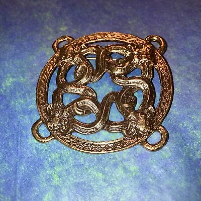 Vtg  Alva Museum Souvenir Replicas Gold Tone Art Nouveau 2” Brooch Pin Jewelry • $9.95