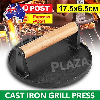 $18.95 • Buy Cast Iron BBQ Hamburger Press Kitchen Utensils Grill Burger Sausage Meat Smasher