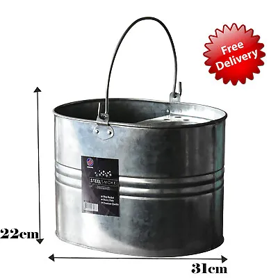 Galvanised Metal Pail Heavy Duty Mop Bucket 14L Durable Wringer Steel  • £12.99