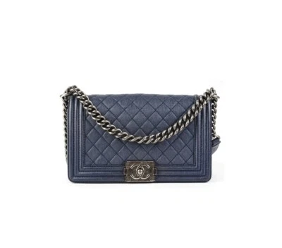 $4400 • Buy Chanel Old Medium Boy Calfskin Blue