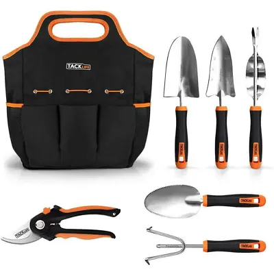 TACKLIFE 6Pcs Reliable Heavy Duty Stainless Steel Garden Tools Set With Tote Bag • £26.99