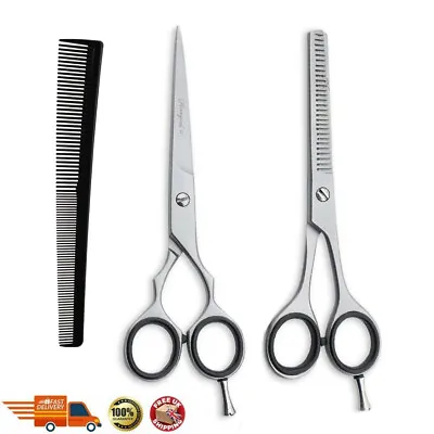 New Barber Salon Shears Hairdressing Set Thinning & Cutting Hair Cut Scissor Set • £2.98