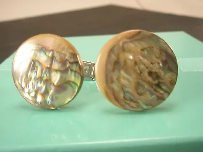 Abalone Quality Round Vintage Cuff Links • $34.49