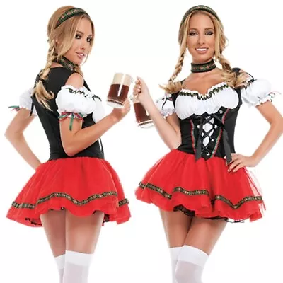 Oktoberfest Dirndl Beer Maid Costume German Bavarian Fancy Dress Women Outfit • £13.91