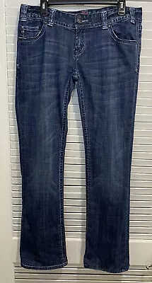 £21.52 • Buy Rock And Roll Cowgirl Jeans Womens 34 Dark Blue Stretch Denim Bootcut Low Rise