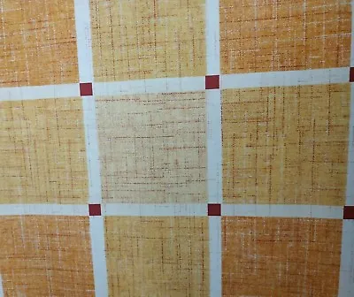 Linen Effect Squares Orange Vinyl Wipe Clean Pvc Tablecloth • £4.99