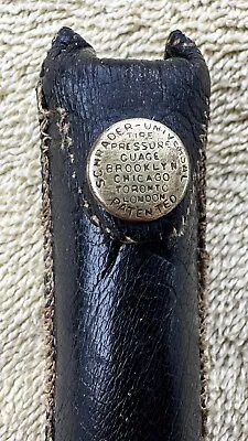 Vintage Schrader Universal Tire Pressure Guage In Original Leather Case • $14.95