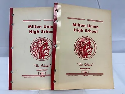 Vtg Milton Union High School  The Redmen  Narrow Ruled Notebooks - Milton Wi. • $9.99