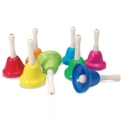 Set Of 8 Rainbow Music Bells - 07958 Jingle Musical Instrument Hand Colourful • £30.99