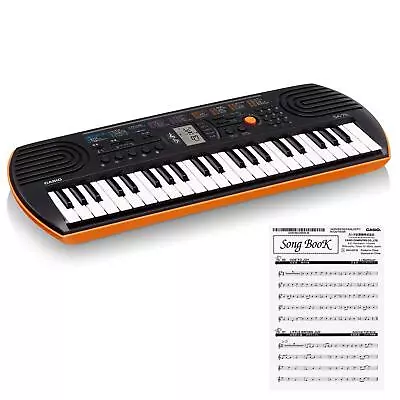 Casio Mini Keyboard SA-76 44 Key Black & Orange Electronic Battery Powered NEW • $113.04