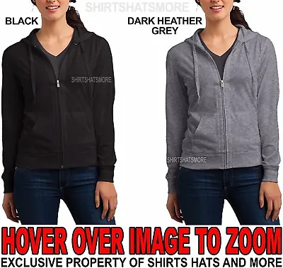 Ladies Lightweight Long Sleeve Hoodie T-Shirt Full Zip Junior Fit Young Womens • $26.99