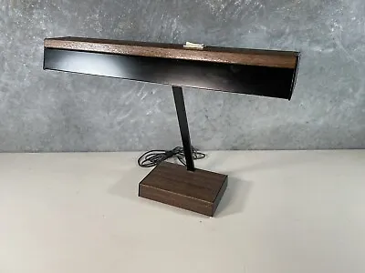 Mid Century Industrial LUXO Metal Desk Lamp Drafting Dual Fluorescent WOODGRAIN • $34.99