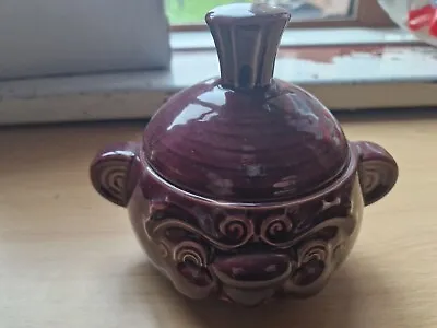 Vi Tage Sadler Ceramic Purple Lidded Face Pot Cannister Jar 15cm Retro • £14.99