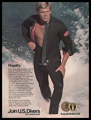 1970 U.S. Divers Company Santa Ana California Tan Blonde Man Wetsuit Print Ad • $9.95