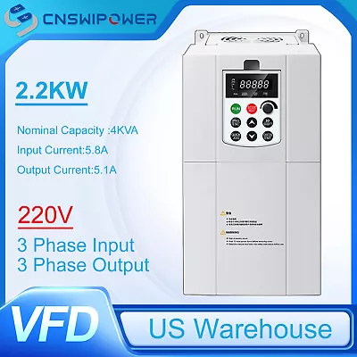 VFD Variable Frequency Drive 2.2KW 3HP Inverter Convert 1 To 3 Phase VFD 220V • $95